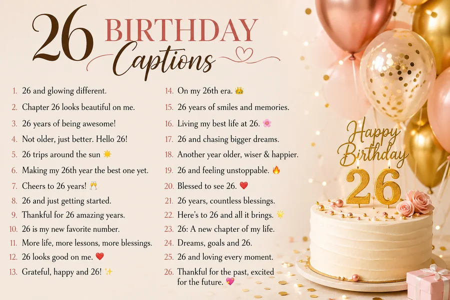 26 Birthday Captions